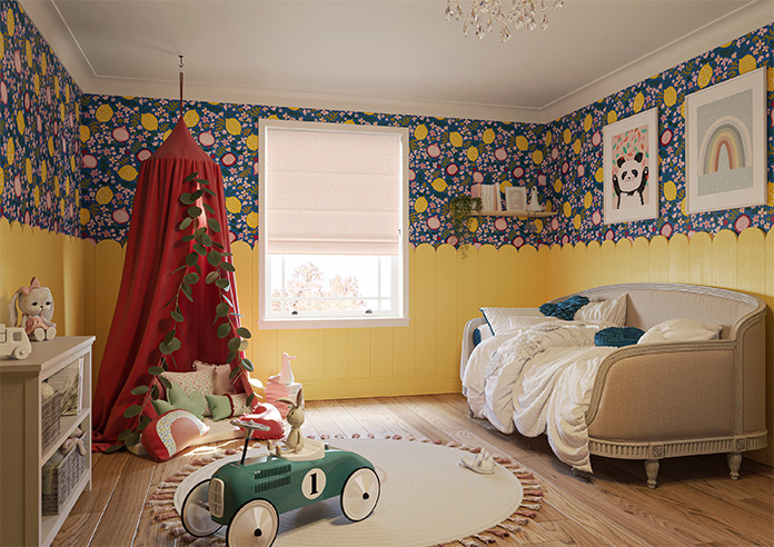 Rolling Hills Velvet, Pink - Twist&Fit Roman Blind - Image 6